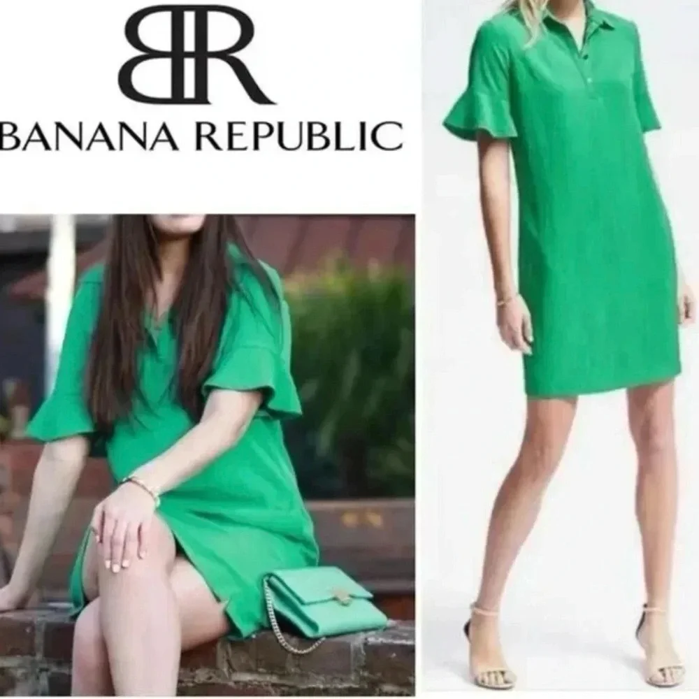 💝 Banana Republic Collared Flutter Sleeve Polo Dress - Picture 2 of 14